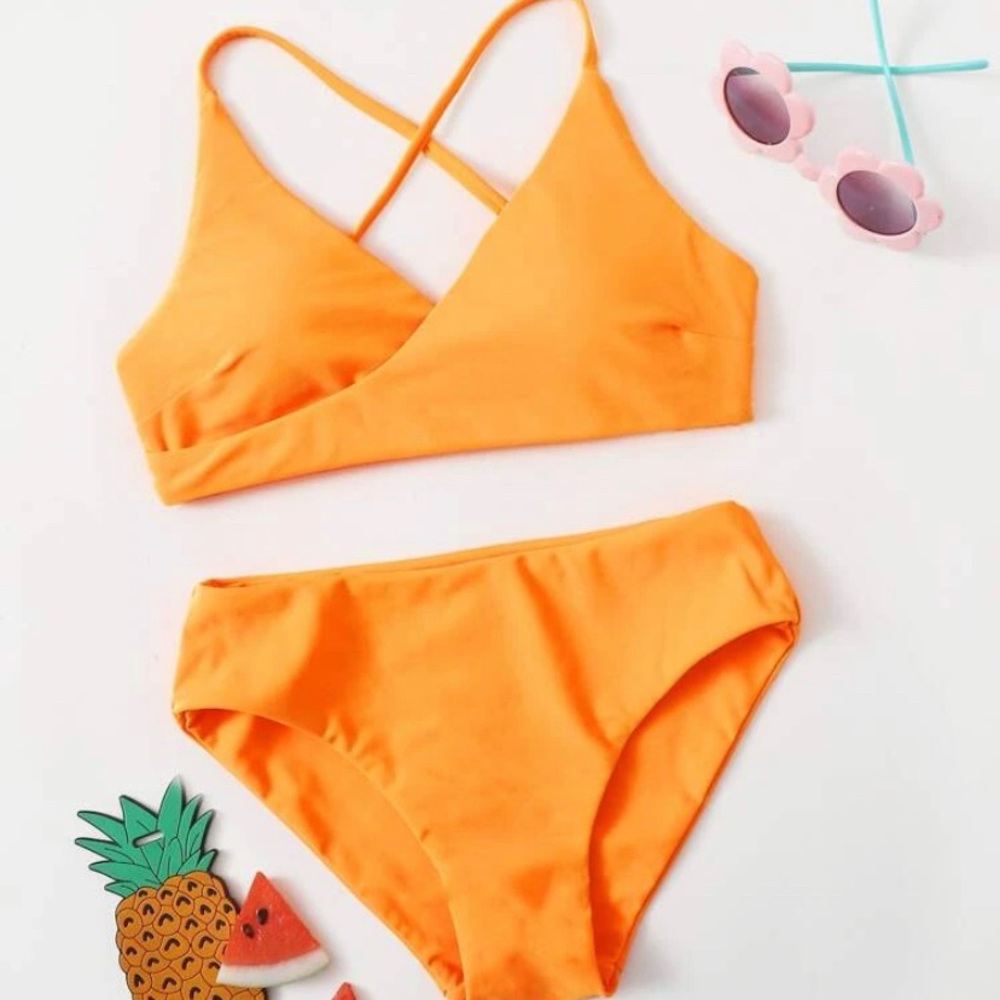 orange cross top swimsuit